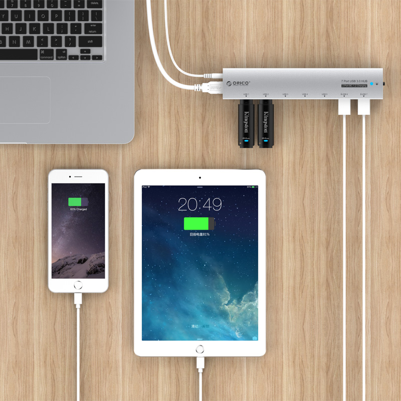 USB 3.0 хаб алюмінієвий на 7 портів (ORICO AS7C2)