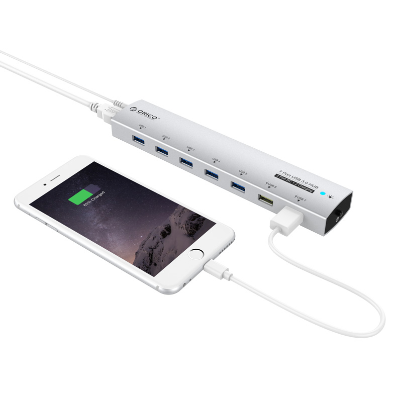 USB 3.0 хаб алюмінієвий на 7 портів (ORICO AS7C2)