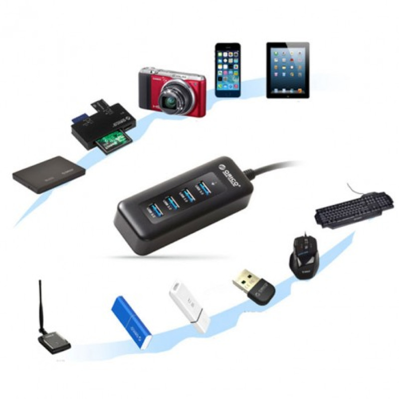 USB 3.0 міні-хаб на 4 порти з кабелем (ORICO C3R1H4)